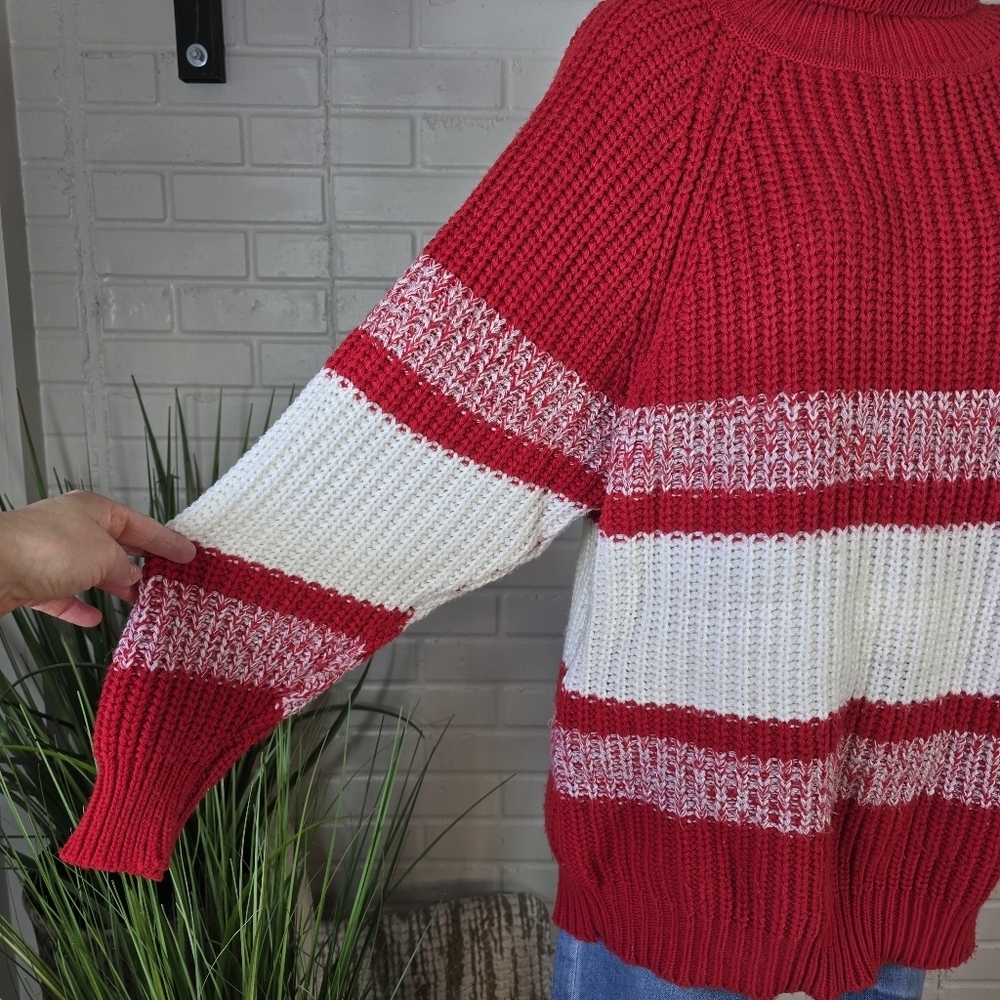 Vintage Cherry Stix Red and White Striped Women's Tunic Sweater Oversized Medium - Picture 5 of 7